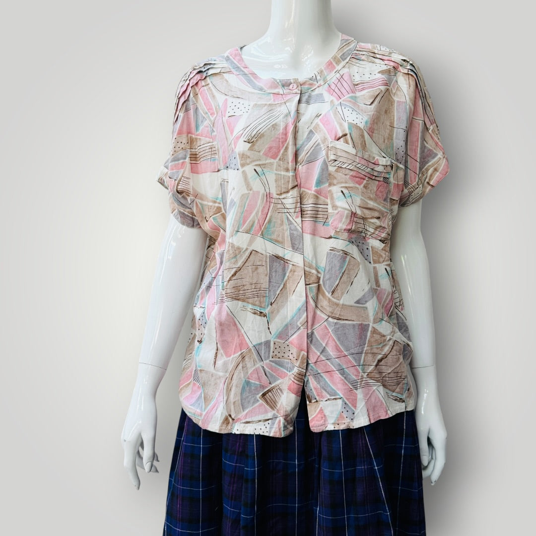 1990s nz vintage / EVES ST CLAIR / patterned top / 14 (3924504357972840222)