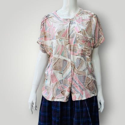 1990s nz vintage / EVES ST CLAIR / patterned top / 14 (3924504357972840222)