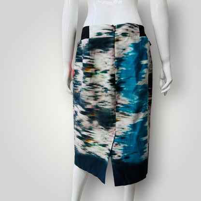 ANDREA MOORE / brightly coloured pencil skirt / 14 / made in nz (3924504374954420330)