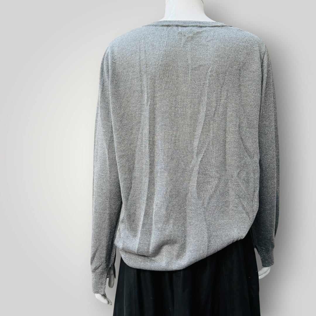 CAPTURE / silver metallic cardigan / L (3924504394390060587)