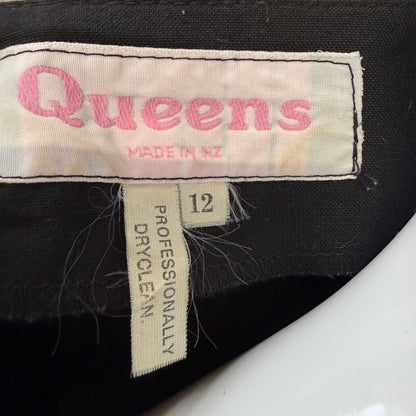 1980s nz vintage / QUEENS / drop waist dress / s / made in nz (3924525804572210980)