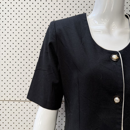 1980s nz vintage / QUEENS / drop waist dress / s / made in nz (3924525807894660783)
