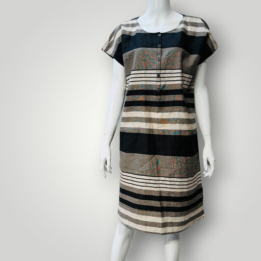 JANE DANIELS / linen dress / 10 / made in nz (3924526015136133282)