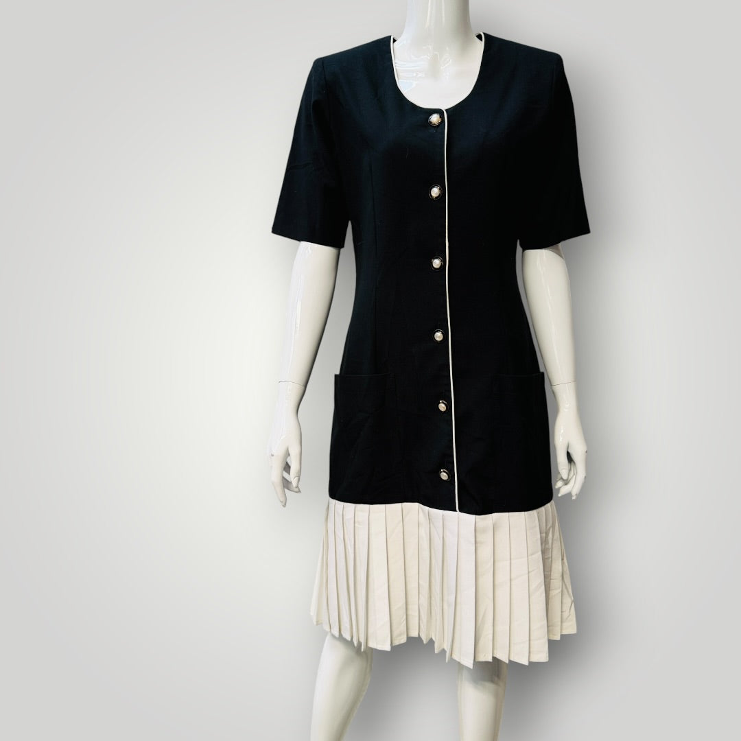 1980s nz vintage / QUEENS / drop waist dress / s / made in nz (3924526019434810254)
