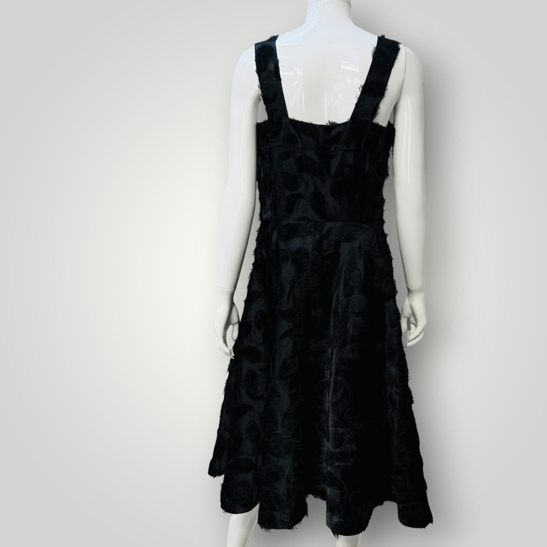 sleeveless / furry black midi dress / s (3924526037394960376)