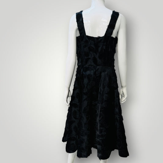 sleeveless / furry black midi dress / s (3924526037394960376)