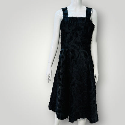 sleeveless / furry black midi dress / s (3924526039458653883)