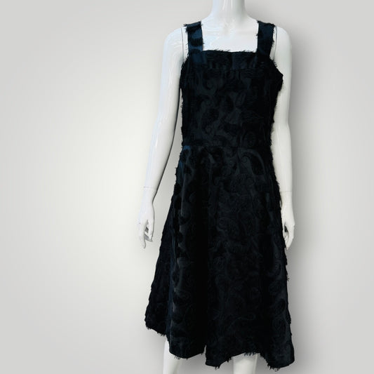 sleeveless / furry black midi dress / s (3924526039458653883)