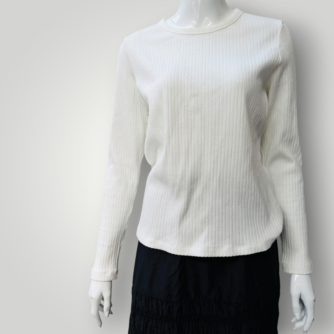 COUNTRY ROAD / white ribbed longsleeved tee / L / winter2026 (3925111008045439619)