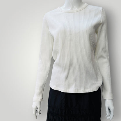 COUNTRY ROAD / white ribbed longsleeved tee / L / winter2026 (3925111008045439619)