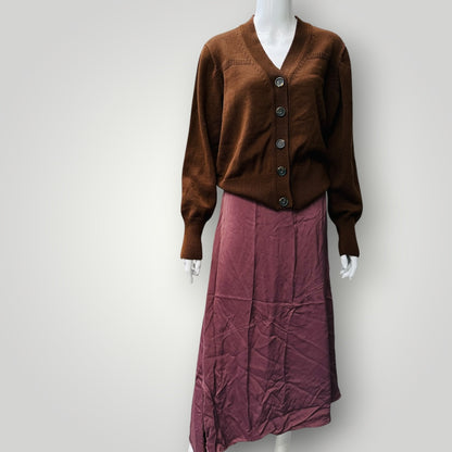 STANDARD ISSUE / brown merino v neck cardigan / s/m (3925111027203483662)