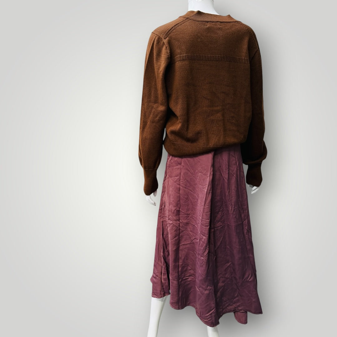 STANDARD ISSUE / brown merino v neck cardigan / s/m (3925111031695238718)