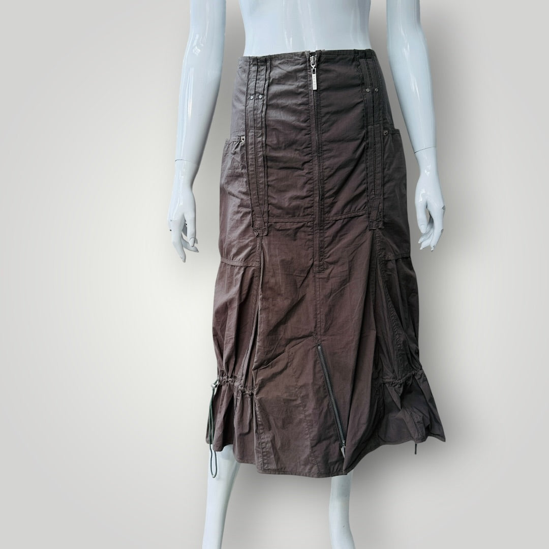 VERGE / brown parachute skirt / 12 / made in nz (3925111033185647197)