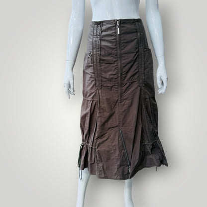 VERGE / brown parachute skirt / 12 / made in nz (3925111033185647197)
