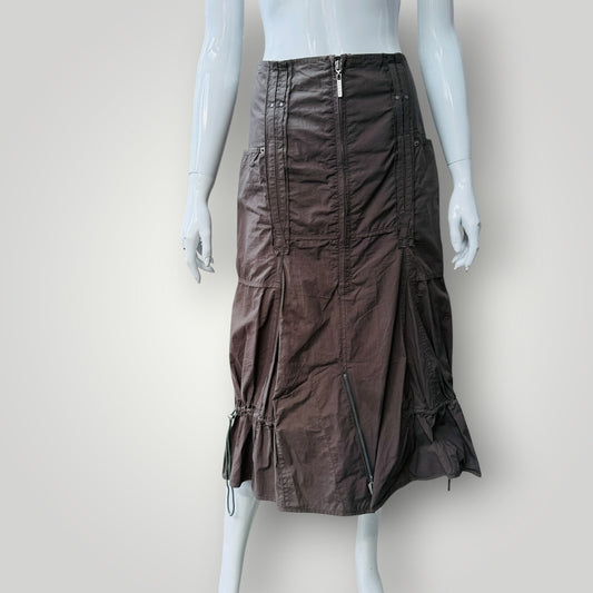 VERGE / brown parachute skirt / 12 / made in nz (3925111033185647197)