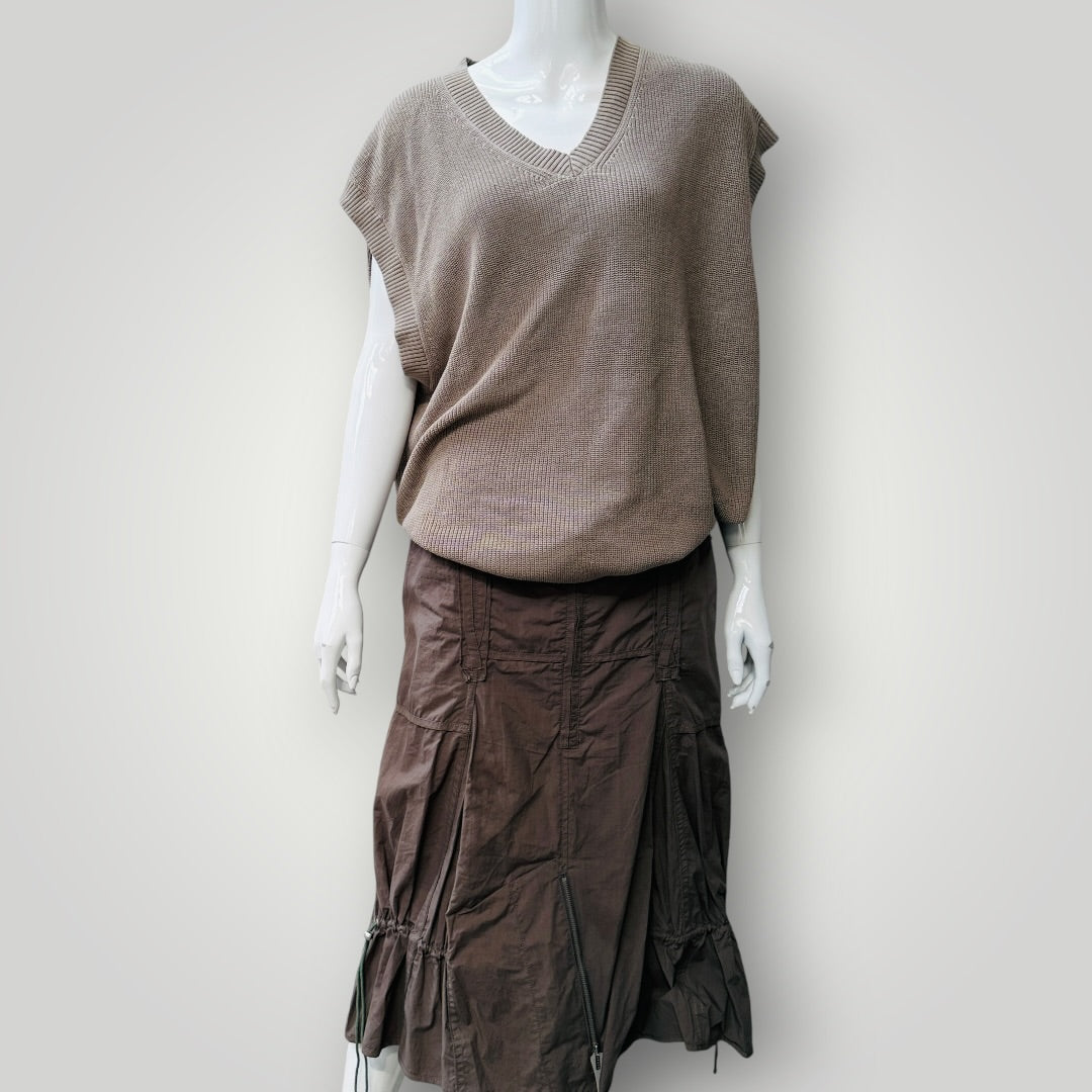 VERGE / brown parachute skirt / 12 / made in nz (3925111039265747920)