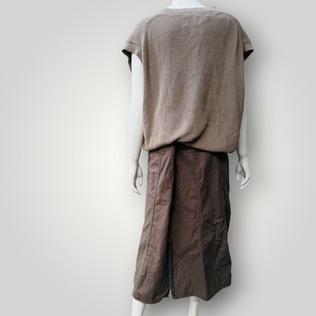 VERGE / brown parachute skirt / 12 / made in nz (3925111047090446126)