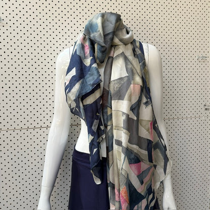 100% SILK / large colourful scarf or wrap (3925551434219450209)