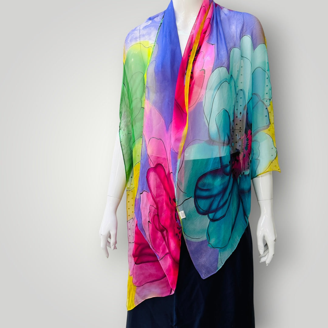 SILK poly / large colourful scarf or wrap (3925551675741412169)