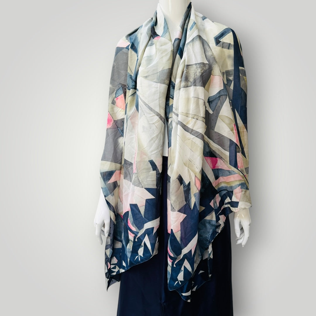 100% SILK / large colourful scarf or wrap (3925551679085561261)