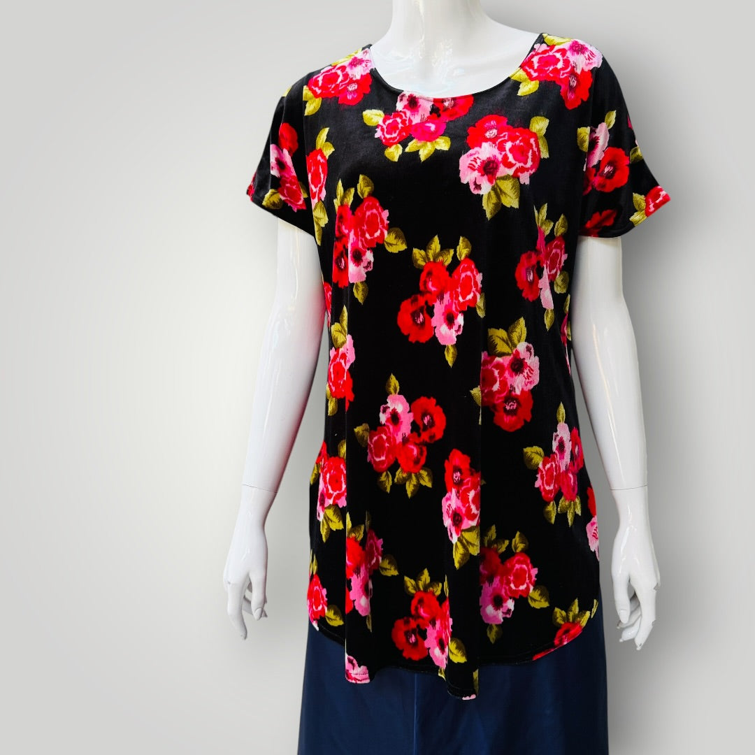 BITTERMOON / velvet floral top / 12 / made in nz (3925551687701977943)