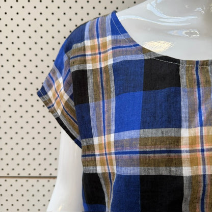 FOIL / plaid linen midi dress / 10 (3925638898059695031)
