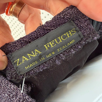 y2k nz vintage / ZANA FEUCHS / purple textured midi dress / s (3925638926145469203)