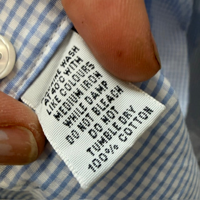 T.M. Lewin / blue gingham slim-fit cotton shirt / 16 (3925639059260476769)