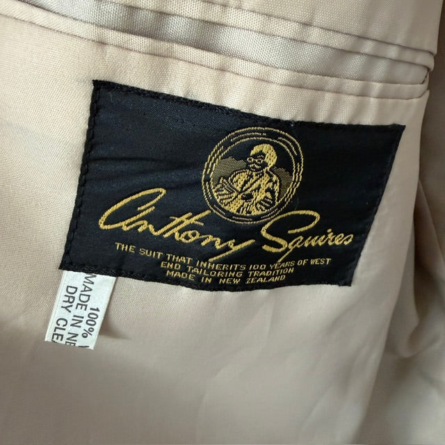 1970s or 1980s vintage / Anthony Squires Tan Wool Blazer Jacket / L 116 (3925639083155272755)