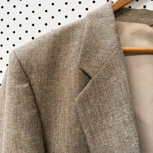 1970s or 1980s vintage / Anthony Squires Tan Wool Blazer Jacket / L 116 (3925639084732924765)
