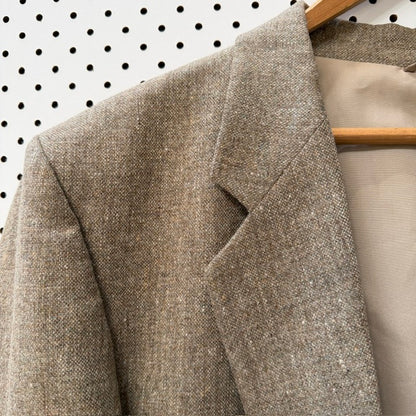 1970s or 1980s vintage / Anthony Squires Tan Wool Blazer Jacket / L 116 (3925639084732924765)