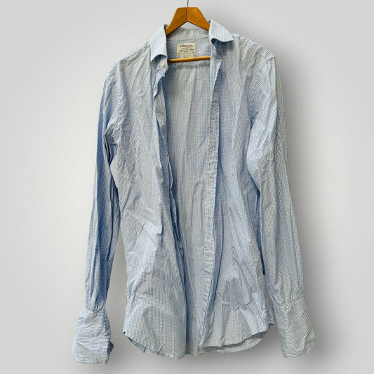 T.M. Lewin / blue gingham slim-fit cotton shirt / 16 (3925639645997819519)
