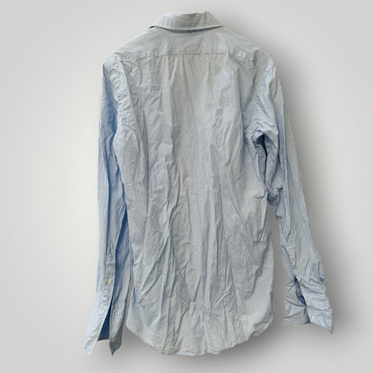 T.M. Lewin / blue gingham slim-fit cotton shirt / 16 (3925639648070701114)