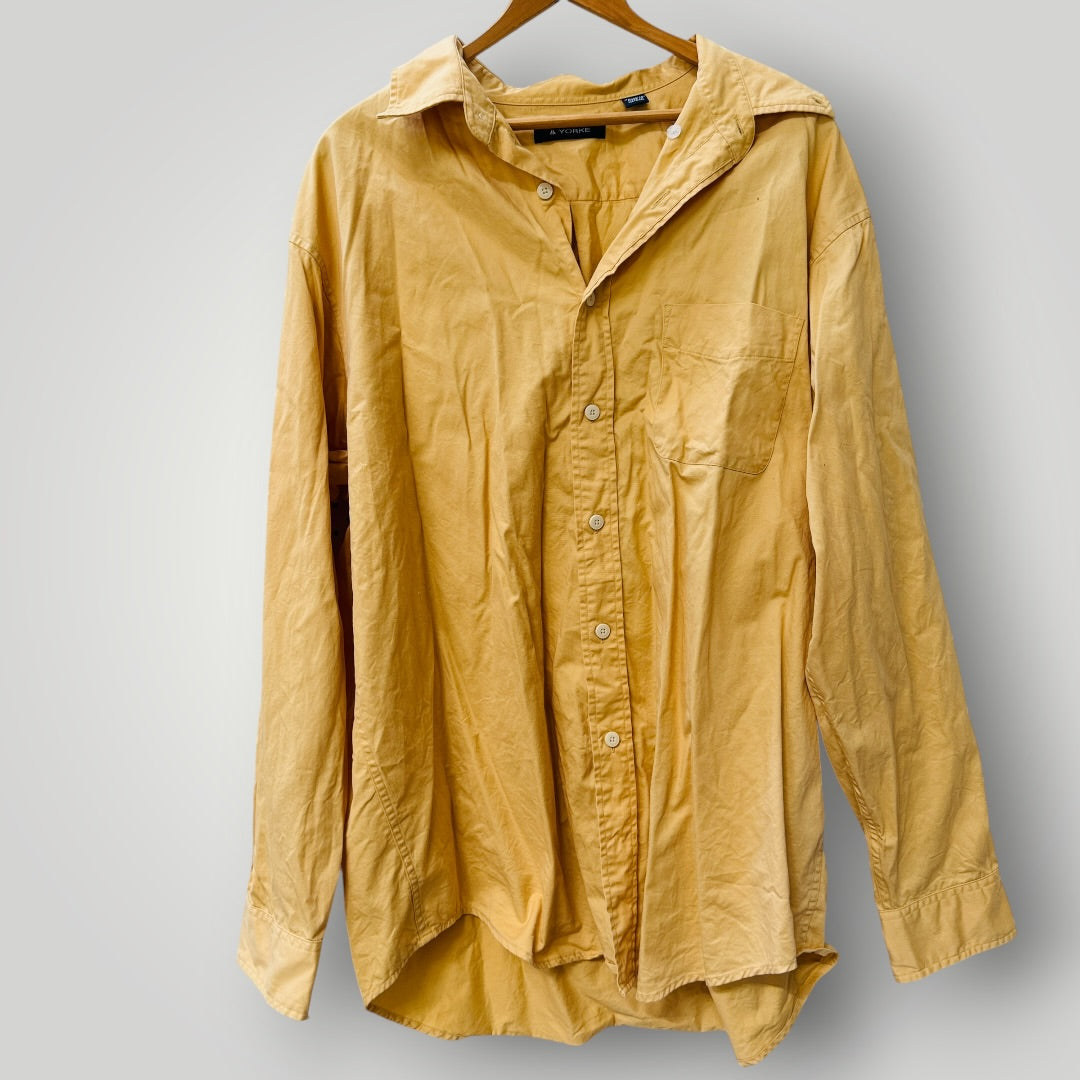 Roundtree & Yorke / mustard cotton button down shirt / XL (3925639650407418393)