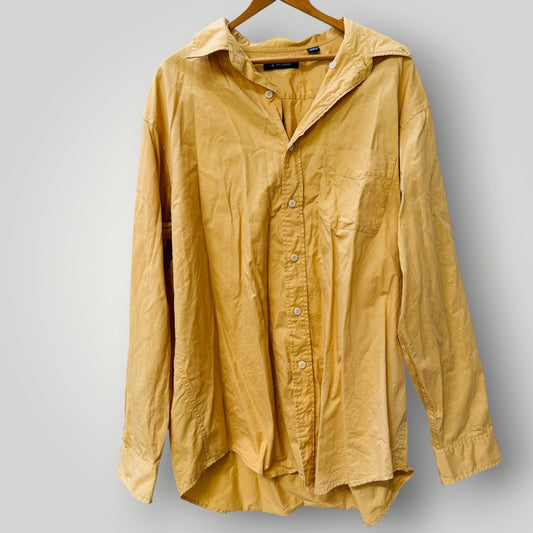 Roundtree & Yorke / mustard cotton button down shirt / XL (3925639650407418393)