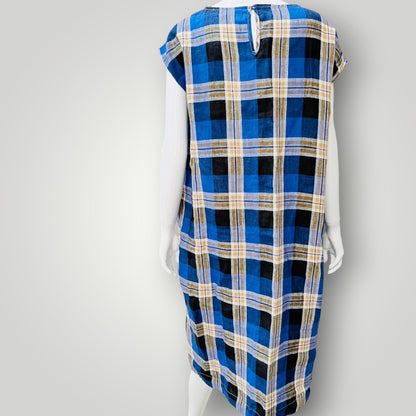 FOIL / plaid linen midi dress / 10 (3925639715906178072)
