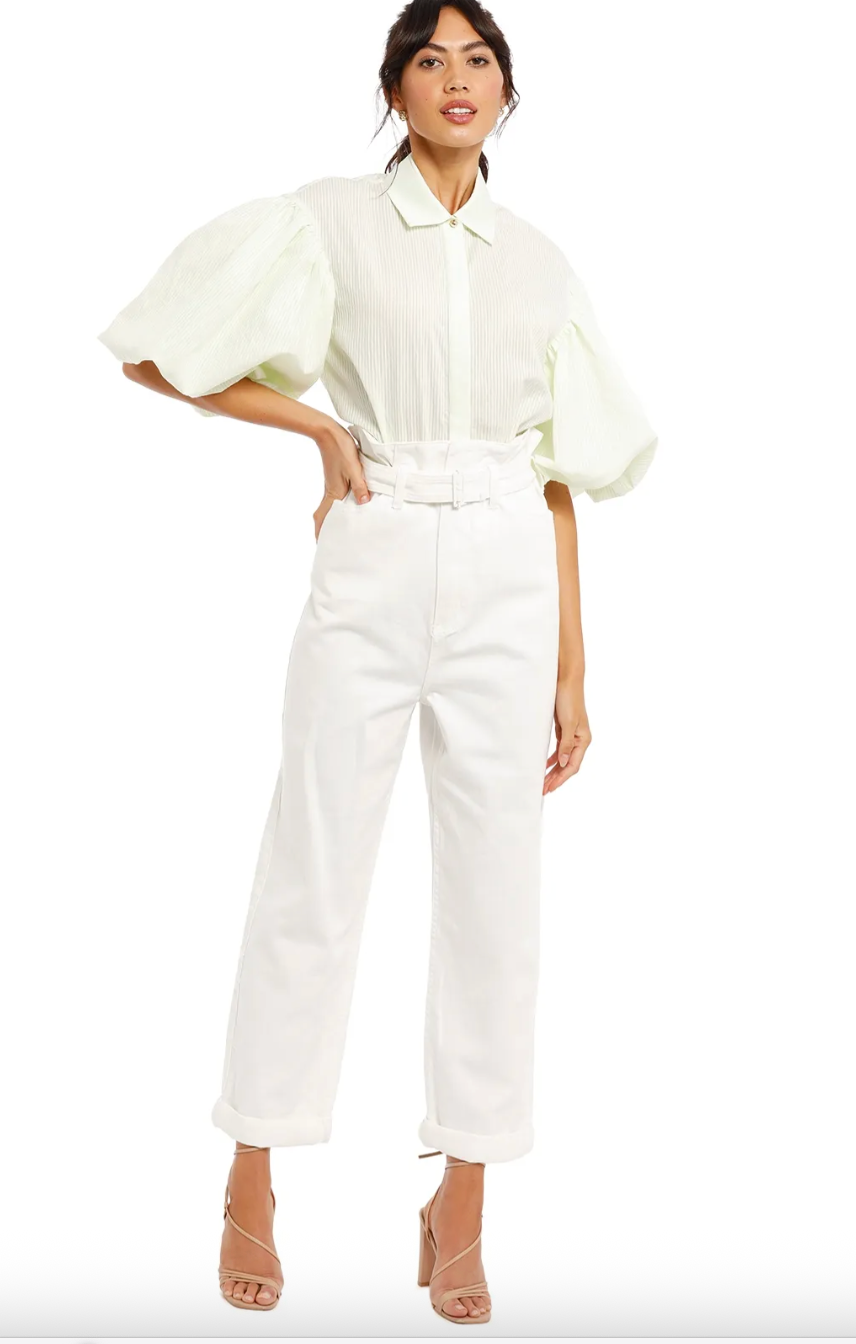 CAMILLA + MARC / White Paper Bag Denim Jeans / s (3925653272238191811)