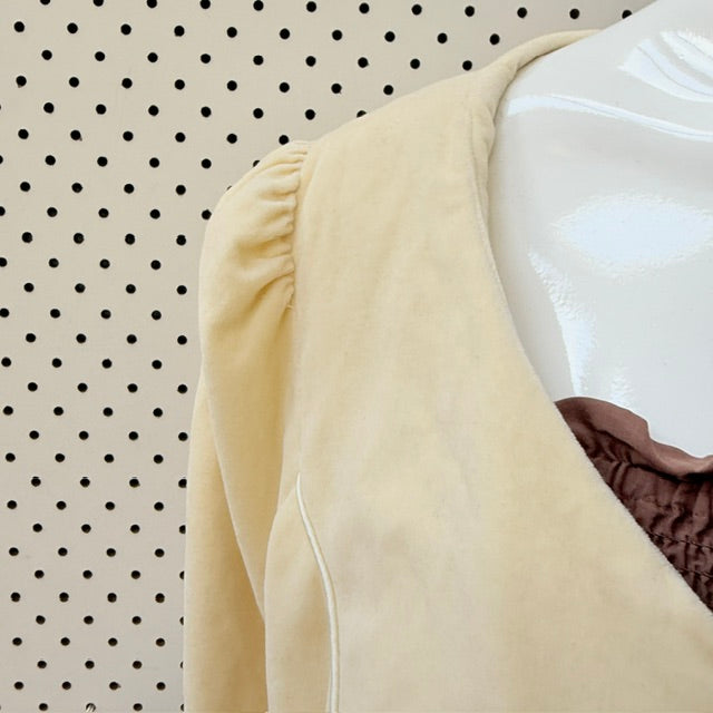 ANNAH STRETTON / pale butter yellow velvet jacket / L (3925725354564003860)