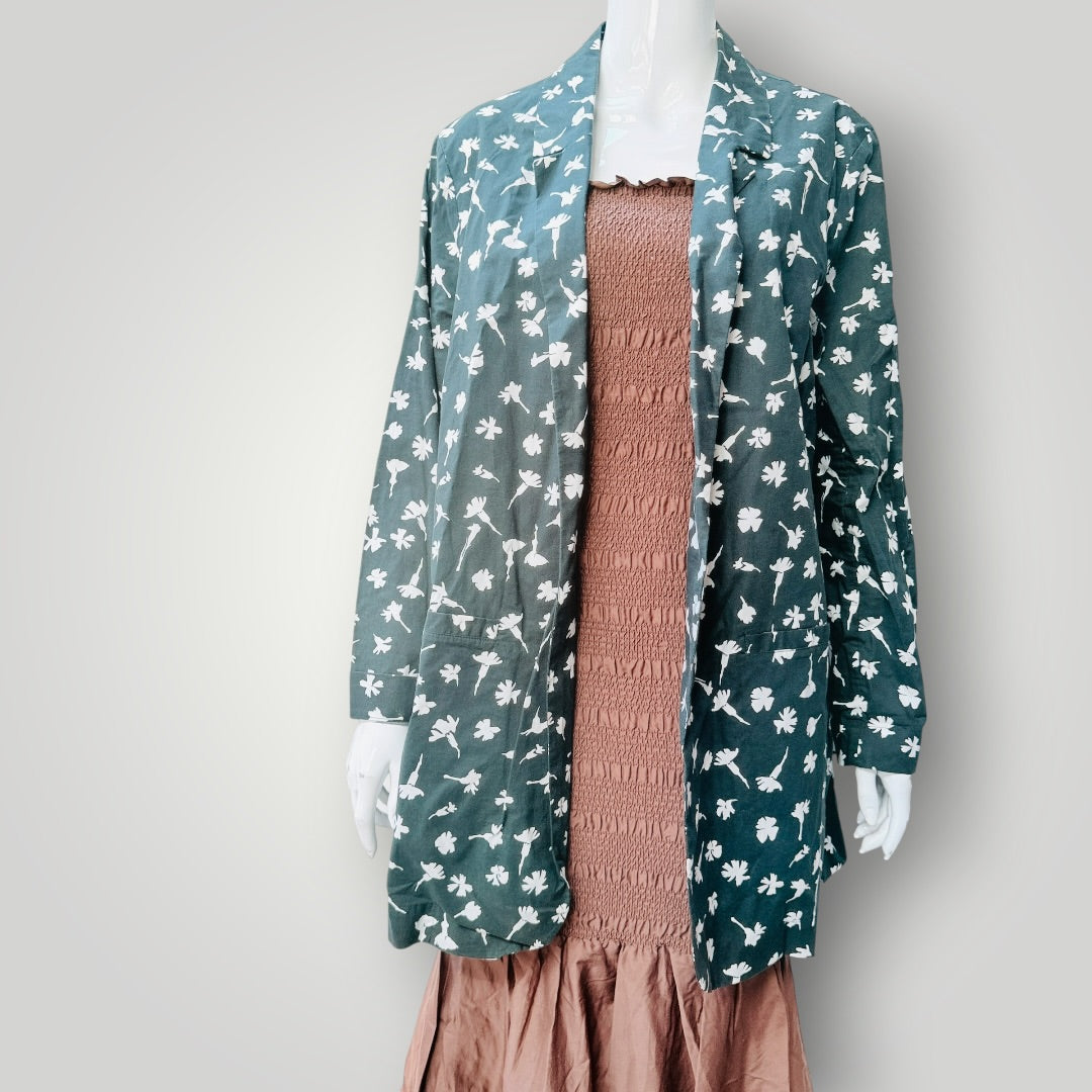 KOWTOW / 'departure' dark green floral organic cotton blazer / S (3925725530902056977)