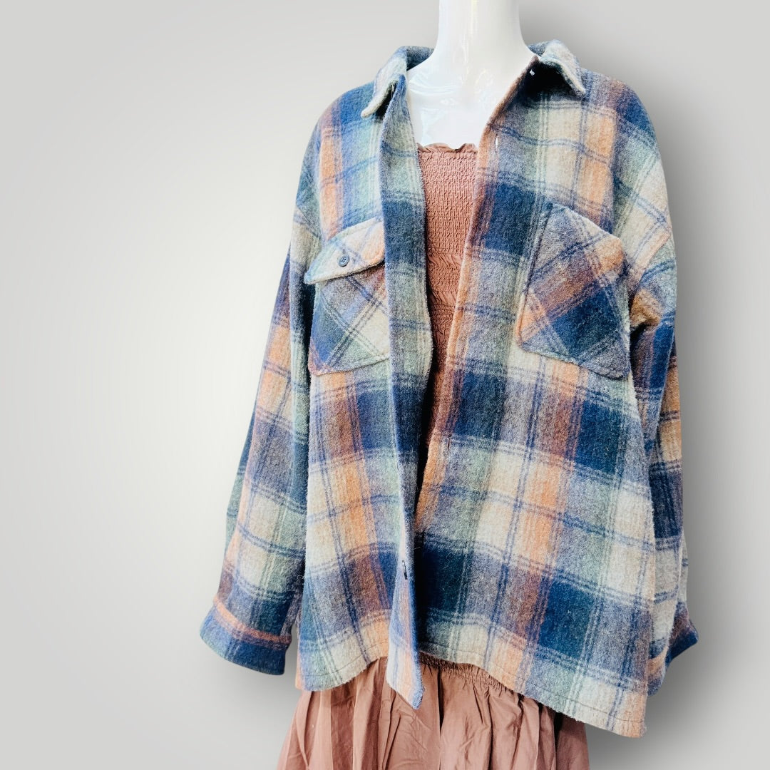 1990s nz vintage / NOW / wool mix bush shirt jacket / L (3925725549343987607)