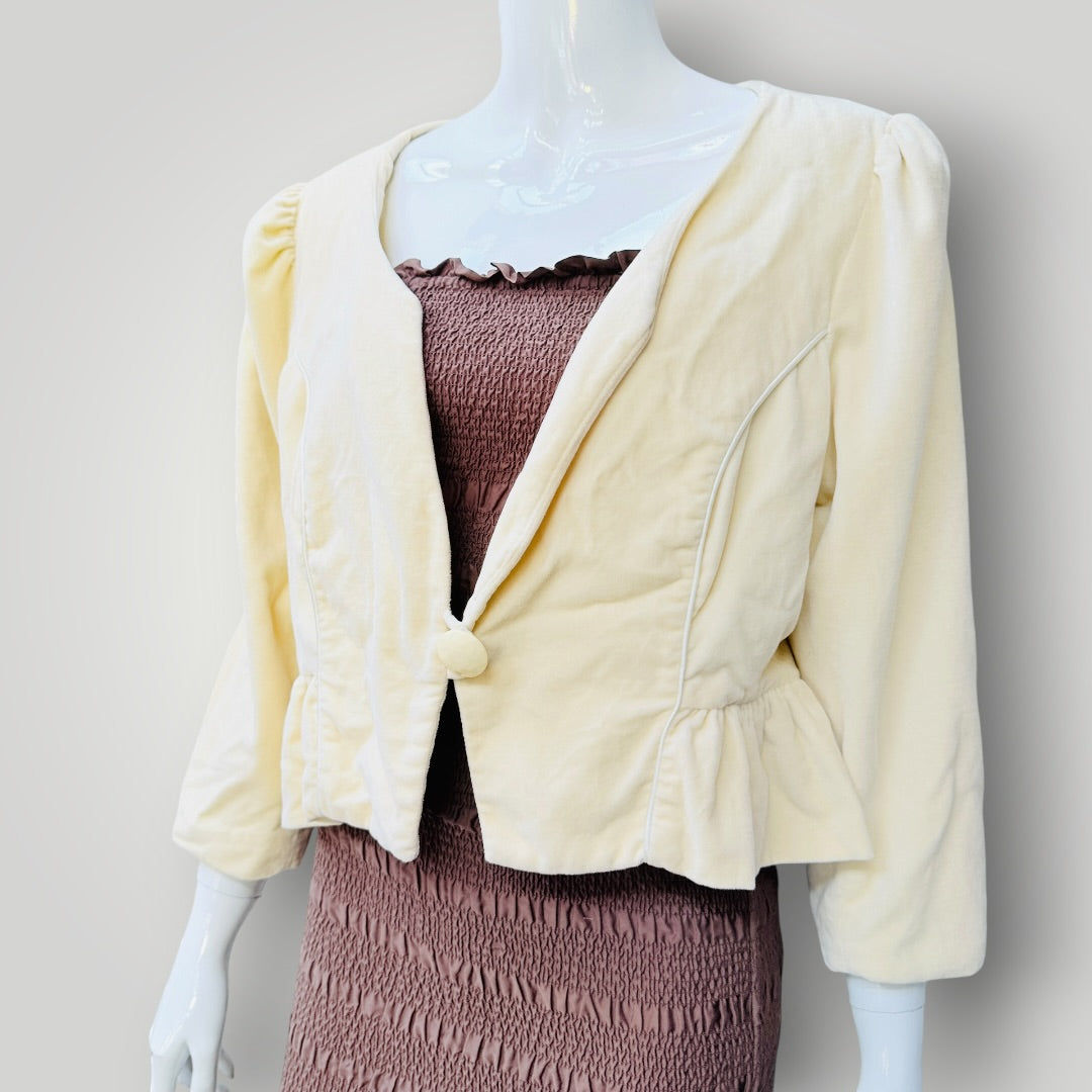 ANNAH STRETTON / pale butter yellow velvet jacket / L (3925725554038045864)