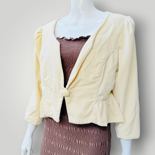 ANNAH STRETTON / pale butter yellow velvet jacket / L (3925725554038045864)