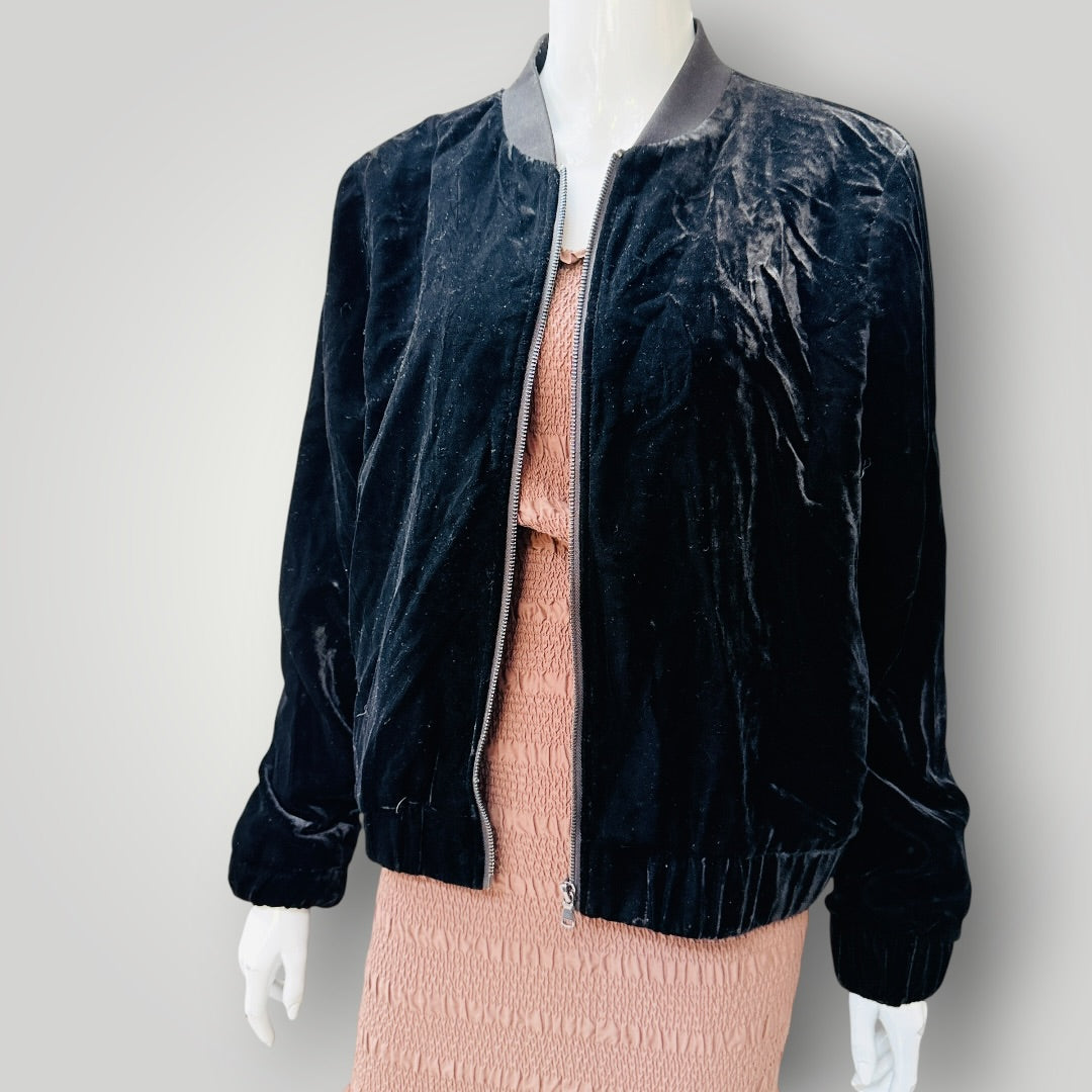 CAPTURE / black velvet bomber jacket / m (3925725568707111979)