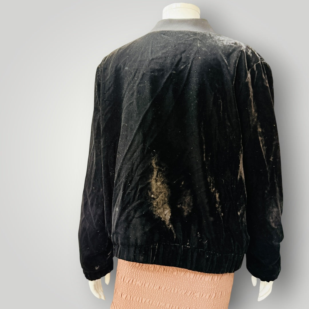 CAPTURE / black velvet bomber jacket / m (3925725569849411045)