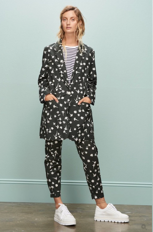 KOWTOW / 'departure' dark green floral organic cotton blazer / S (3925731311884118092)