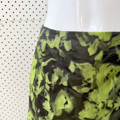 y2k vintage / LISA LAW / green floral jacquard midi skirt / 10 / made in nz (3925731581823728998)