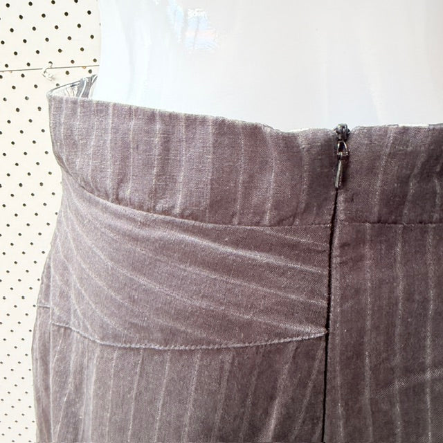 ANNAH STRETTON / brown pinstripe midi skirt / 12 (3925731620280135086)