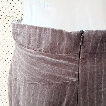 ANNAH STRETTON / brown pinstripe midi skirt / 12 (3925731620280135086)