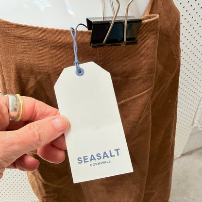 SEASALT CORNWALL / gully brown organic cotton corduroy midi skirt / 14 / NEW (3925731632492632764)
