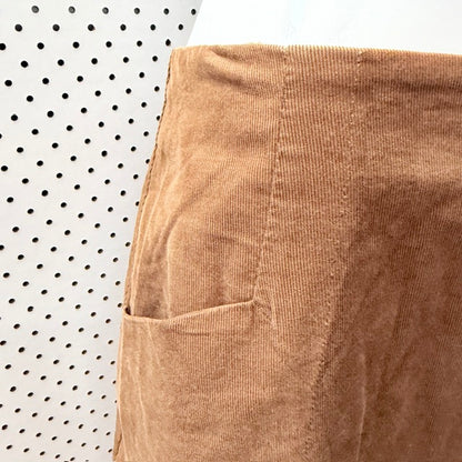 SEASALT CORNWALL / gully brown organic cotton corduroy midi skirt / 14 / NEW (3925731634113527444)